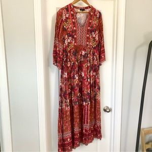 Rollee Flowy Red Floral Dress